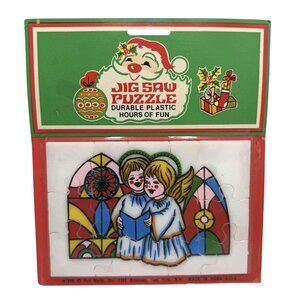 VTG Fun World Christmas Choir Angels Plastic Jig Saw Puzzle #7098 Hong Kong NEW